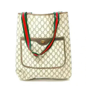 Gucci Tote Bag Vintage Sherry Line Brown PVC Certified Authentic